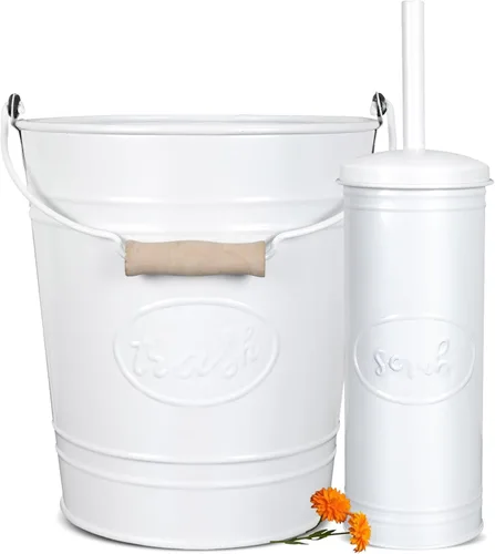 Vista 11 de Autumn Alley Juego de basurero y escobilla de inodoro de estilo rústico para baño, accesorios de baño rústicos para una encantadora decoración