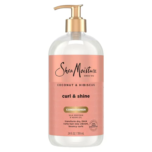 Vista 12 de SheaMoisture Curl & Shine Acondicionador de coco e hibisco, para cabello grueso y rizado para hidratar y suavizar, 13 onzas