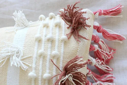 Vista 4 de CASA BOHO Funda de almohada rosa decoración bohemia para cama, almohadas decorativas para sofá, almohada bohemia para cama, almohadas rosas