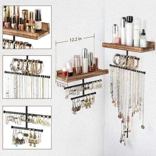 Vista 4 de Keebofly - Organizador de joyas colgante para montar en pared, paquete de 2