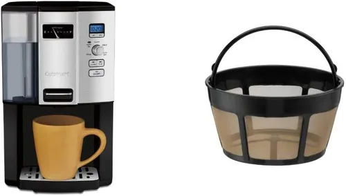 Cuisinart Cafetera, 12 tazas de goteo programable, DCC-3000P1, filtro de café negro y GTF-B tono dorado, cesta, molino de rebabas