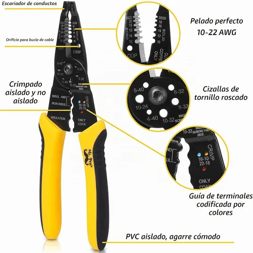 Vista 3 de Mr. Pen pelacables azul de 8 pulgadas - herramienta pelacables, cortador de alambre, herramienta de pelado Wire Cutter Stripper, Wire Sripping