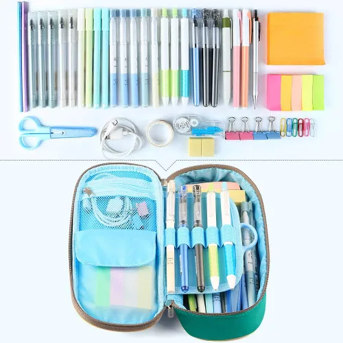 Vista 2 de Homecube - Estuche para lápices de gran capacidad, impermeable, Oxford, estuche para maquillaje, duradero, para hombre y mujer