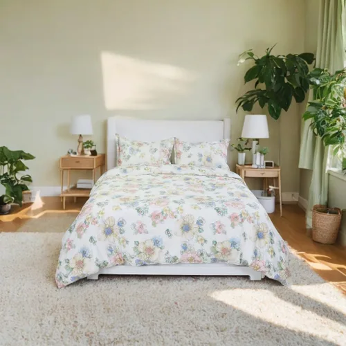 Vista 20 de Helthep Funda de edredón floral tamaño Queen, 100% algodón con estampado de hojas tropicales, funda de edredón botánica con estampado de árbol