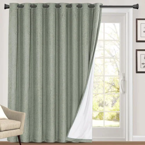 Vista 89 de PrinceDeco Cortinas con textura de lino 100% opacas de 64 pulgadas de largo, juego de 2 paneles de cortinas de lino opacas con forro aislante Arena