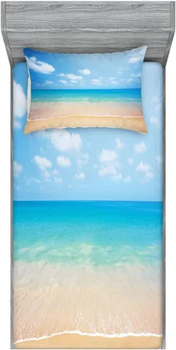 Vista 211 de Ambesonne - Juego de sábanas bajeras y fundas de almohada, diseño primaveral de acuarelas con jardín de hierbas y flores, juego de 4 piezas