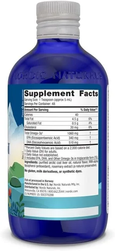 Vista 2 de Nordic Naturals Arctic CLO - Aceite de hígado de bacalao para corazón, salud cerebral y bienestar óptimo, 56783, 1