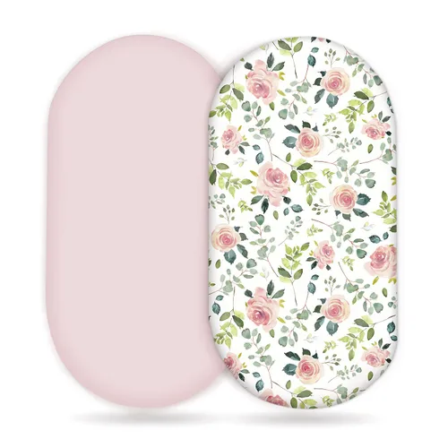 Vista 20 de GRSSDER Juego de 2 sábanas elásticas ultra suaves para cuna, ajuste universal para cuna de bebé, colchón rectangular ovalado, flores y frutas