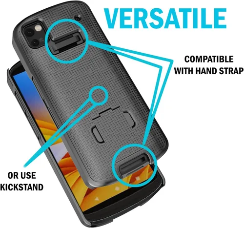 Vista 3 de Nakedcellphone - Funda + correa de mano + clip para cinturón para escáner de computadora móvil Zebra TC53 TC58, funda rígida delgada con soporte