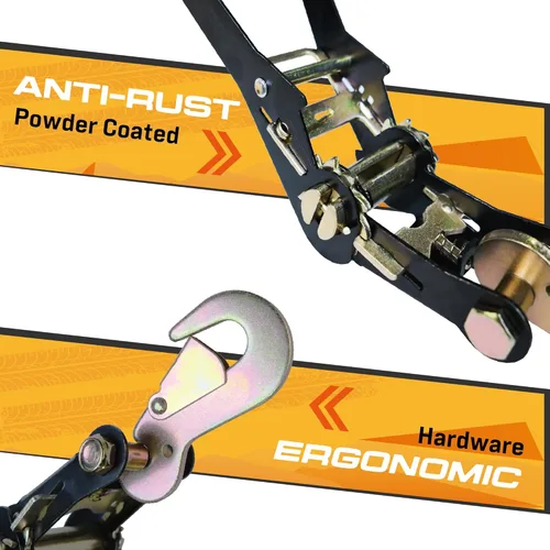 Vista 7 de KODIAK STRAPS Kit de correas ajustables para neumáticos de vehículos: 4 correas de neumáticos resistentes con ganchos de presión de 10,000 libras.