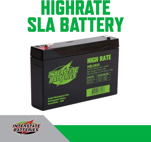 Vista 3 de Interstate Batteries - Batería recargable SLA AGM VRLA de alta tasa de 6V 9Ah (terminal F2) de reemplazo para UPS, sistemas de arranque, iluminación