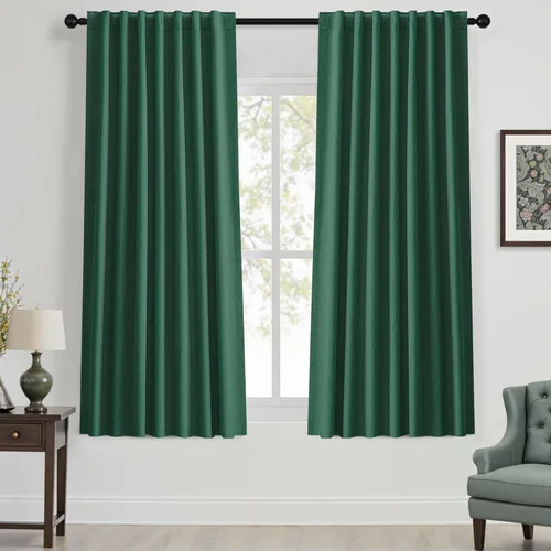 Vista 27 de UHITECH Cortinas opacas cortas de 24 pulgadas de largo para sala de estar, juego de 2 paneles con pestaña trasera, bolsillo para barra, cortinas