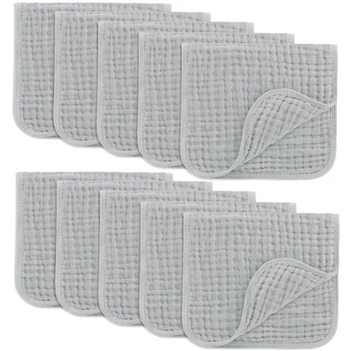 Vista 75 de Comfy Cubs - Paquete de 10 trapos de muselina para eructos, 20 x 10 pulgadas, grandes, de 6 capas, ultra absorbentes, 100 % algodón para babero