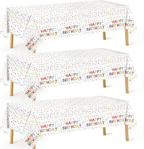 Vista 17 de 3 Pack Colorful Balloons Tablecloth, Disposable Plastic Multicolor Balloons Table Cover 54 x 108 Inch Rectangular, for Picnic Birthday Party Wedding