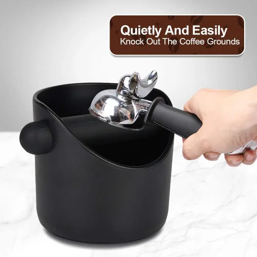 Vista 3 de Caja de café expreso, caja de café de 4.4 pulgadas, contenedor de café expreso para posos de café con barra extraíble y base antideslizante