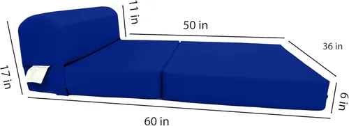 Vista 6 de D & D Futon Furniture Chair cama plegable de espuma, sofá de estudio, colchón de espuma doblado (6 x 36 x 70 pulgadas, azul real)