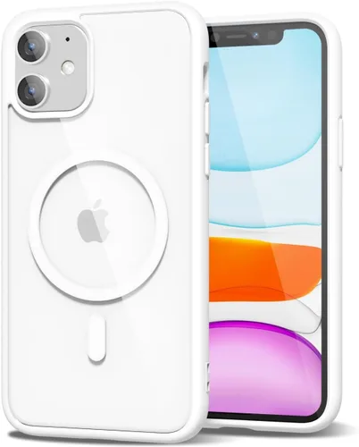 Vista 193 de oakxco Funda magnética transparente compatible con Magsafe, delgada, transparente, no amarillea, híbrida de silicona suave y cubierta protectora