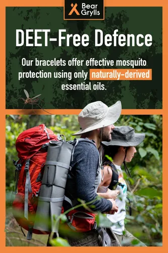 Vista 3 de Bear Grylls Pulseras repelentes de mosquitos Hechas para la aventura Cuero ajustable Sin DEET Protección duradera Paquete de 10
