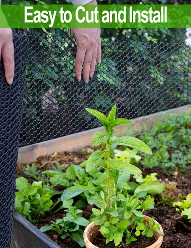 Vista 7 de Malla de Alambre de Pollo de Plástico de 16 Pulgadas x 15 Pies, TOYPOPOR Malla de Alambre de Pollo Hexagonal Duradera de 500GSM para Valla de Gato