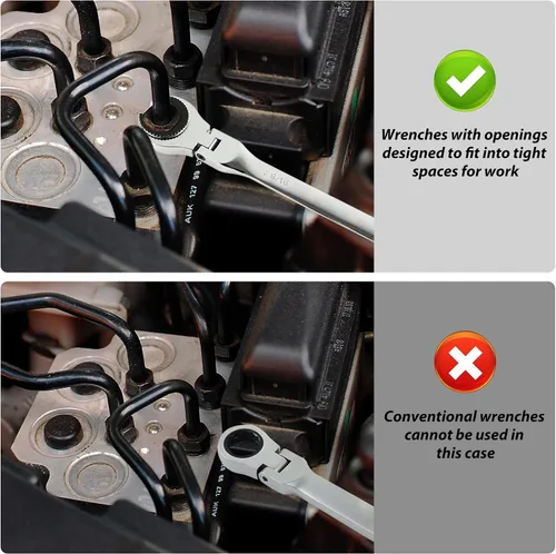 Vista 3 de LOSCHEN 1 llave de trinquete de cabeza flexible abierta 3/4, llave de trinquete SAE con 72 dientes, llave de trinquete de tubo de acero al cromo