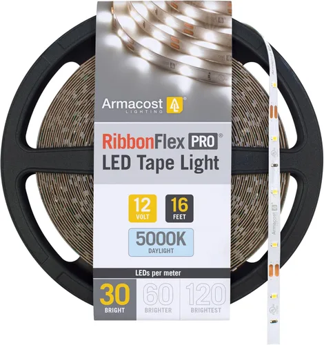 Vista 16 de Armacost Lighting RibbonFlex Pro 133230 - Tira de luces LED blancas de 12 V, 120 LED/m, 2700K, 16.4 pies