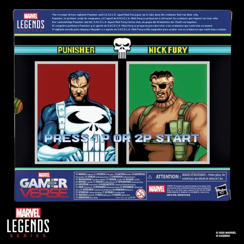 Vista 12 de Marvel Legends Series Gamerverse Punisher & Nick Fury, figuras de acción coleccionables inspiradas en videojuegos retro de 6 pulgadas