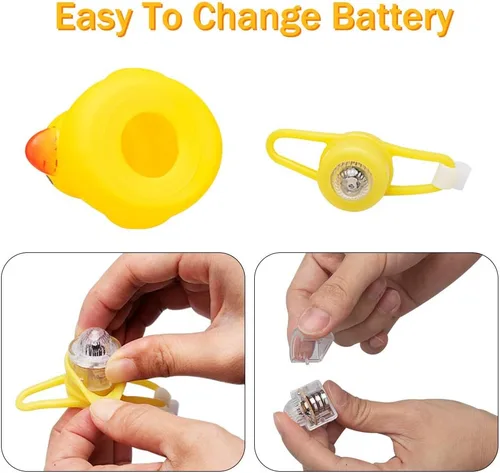 Vista 5 de wonuu Adornos de pato de goma para automóvil, decoración de tablero de instrumentos de pato amarillo, cuernos de bicicleta de pato con casco