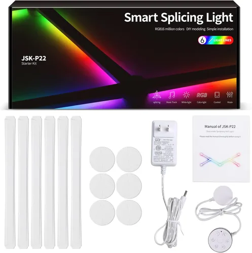 Vista 9 de RGBIC Smart WiFi Glide - Lámpara de pared, compatible con Alexa y Google Assistant, 16 millones de colores, sincronización de música, luces
