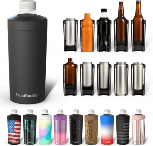 Vista 21 de Universal Buddy XL Can Cooler de Frost Buddy - Se adapta a latas y botellas de 12 onzas, 16 onzas, 20 onzas y 24 onzas - Mantén tus bebidas Azul bebé