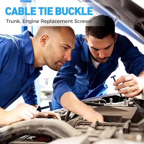 Vista 6 de Bridas universales de nylon con hebilla, bridas de cierre resistentes (con pinza y botón), bridas negras resistentes a los rayos UV para reparación