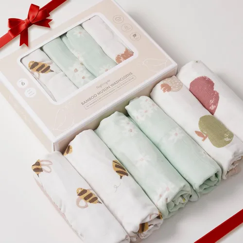 Nightingale Paños de muselina de viscosa de bambú para bebé, suaves y orgánicos, perfectos para pieles sensibles de recién nacidos, toallitas