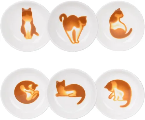 Vista 8 de Lindos platos de cerámica para salsas laterales de gato, mini plato de condimentos en forma de corazón, cuenco de sushi y soja, platillos