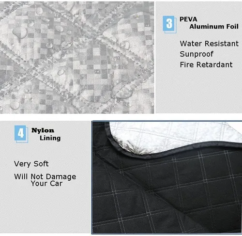 Vista 5 de Beicarin Cubierta para parabrisas de coche, cubierta protectora ultragruesa de alta resistencia - Resistente a nieve, hielo, escarcha, sol, rayos