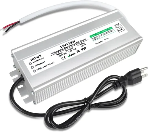 Vista 12 de Fuente de alimentación LED de 12 V 100 W, controlador LED IP67 impermeable, transformador LED con enchufe de 3.3 pies de cable para luz LED
