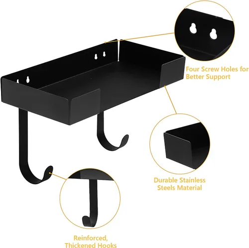 Vista 3 de Soporte de pared para tabla de planchar, colgador de tablero de acero inoxidable resistente para decoración y organización de lavandería, con cesta