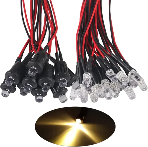Kit de diodos LED de 12 V y 0.197 in, lámpara de diodo precableado, diodos emisores con soporte para decoración del hogar DIY (amarillo)