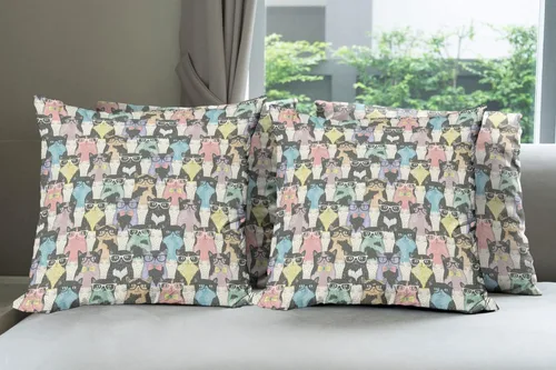 Vista 108 de Ambesonne Paquete de 4 fundas de cojín navideñas con cinta, ilustración de imagen de deseos navideños, impresión digital moderna de doble cara, 16