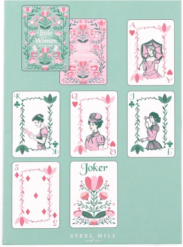 Vista 8 de Steel Mill & Co. Set de cartas de amantes de libros, lindas cartas de juego novedosas para lectores en caja de almacenamiento con tema de libros