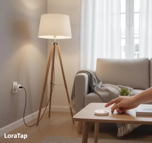 Vista 4 de LoraTap Mini adaptador de enchufe de salida de control remoto, interruptor de luz inalámbrico de rango de 656 pies para electrodomésticos,