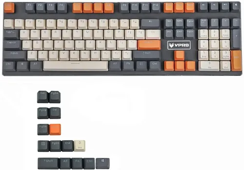 Vista 15 de YMDK Double Shot 108 Teclas teñidas PBT con brillo trasero, perfil OEM, teclas retroiluminadas arcoíris de carbono atardecer para teclado mecánico