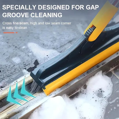 Vista 4 de Cepillo de limpieza 2 en 1 con mango largo resistente – Nuevo cepillo de ducha y raspador 2 en 1 herramienta de limpieza 2 en 1 con rascador suave