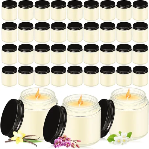 Vista 9 de MTLEE 36 velas pequeñas en tarro Mason a granel de 4 onzas pequeñas perfumadas con tapas para regalo de cumpleaños, boda, fiesta