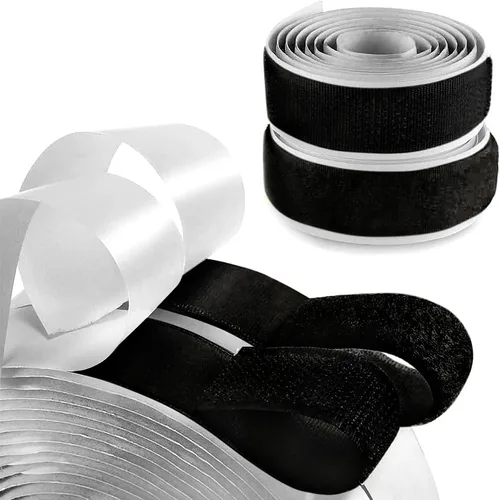 Cinta adhesiva negra de 1 pulgada de ancho, cinta adhesiva de gancho y bucle de 1 yarda de longitud, cinta adhesiva negra resistente para fijación