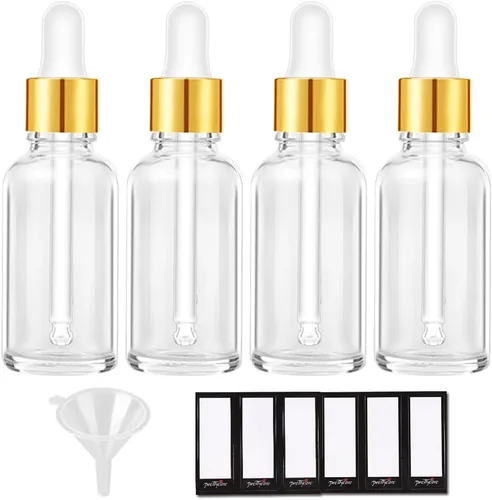 Vista 16 de PrettyCare Botellas con cuentagotas de vidrio para ojos de 2 onzas (2.1 onzas líquidas), paquete de 63 botellas gruesas vacías ámbar a granel