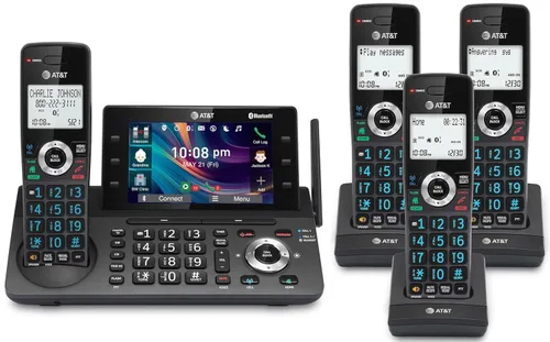 Vista 19 de AT&T BL3107-4 Teléfono doméstico inalámbrico DECT 6.0 de 4 teléfonos con Bluetooth, sistema de contestación, bloqueo de llamadas inteligente, rango