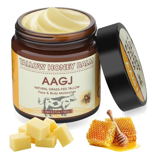 Tallow de ternera para la piel, 100% orgánico alimentado con pasto de ternera con miel cruda - Crema hidratante para cara y cuerpo, cuidado de la