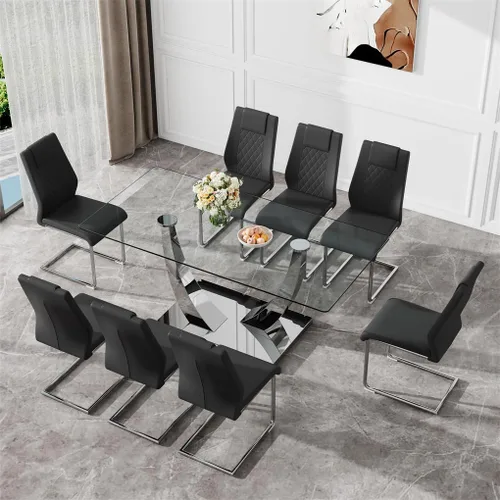 Vista 51 de Mesa de comedor moderna para mesa de comedor de mármol sintético de 4/6, 63 pulgadas, mesa de cocina rectangular, mesa de cocina y comedor de fácil