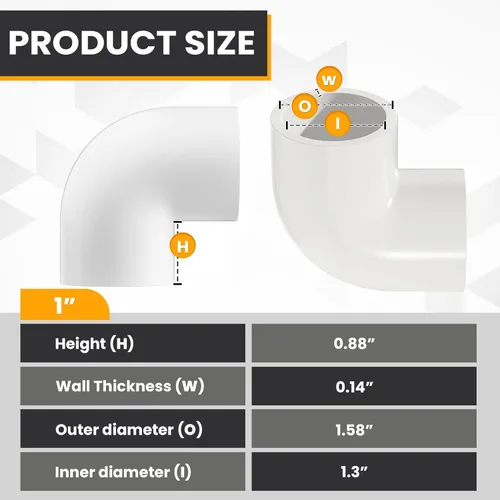 Vista 3 de 10 piezas de accesorios de tubería de codo de 90 grados (enchufe x zócalo), accesorios de tubería de ángulo recto de 2 vías resistentes