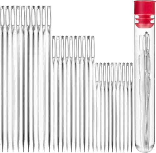 Mr. Pen - Agujas de ojo grandes para coser a mano, 30 piezas, 1.8", 2.4", 3", 3", agujas de coser de ojos grandes, agujas de bordado para agujas de