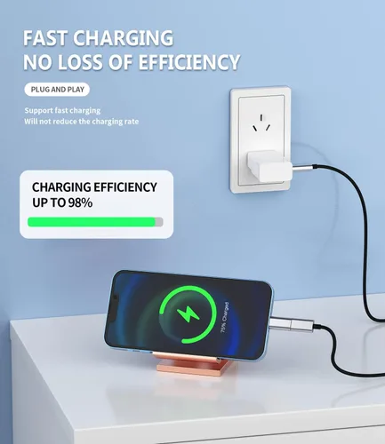 Vista 4 de Adaptador Lightning hembra a USB C macho cargador tipo C (paquete de 3) compatible con iPhone compatible con Samsung Galaxy Note S10 S20 S21 LG